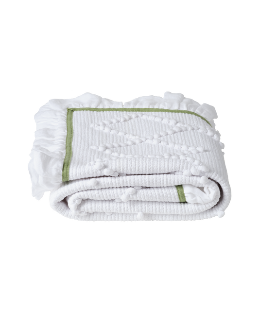 Jumbo Linen Frill Bathmat, Sage Green