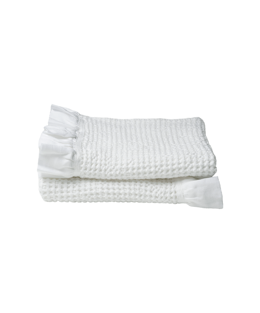 Waffle Cotton Hand Towels, Set Of 2, White