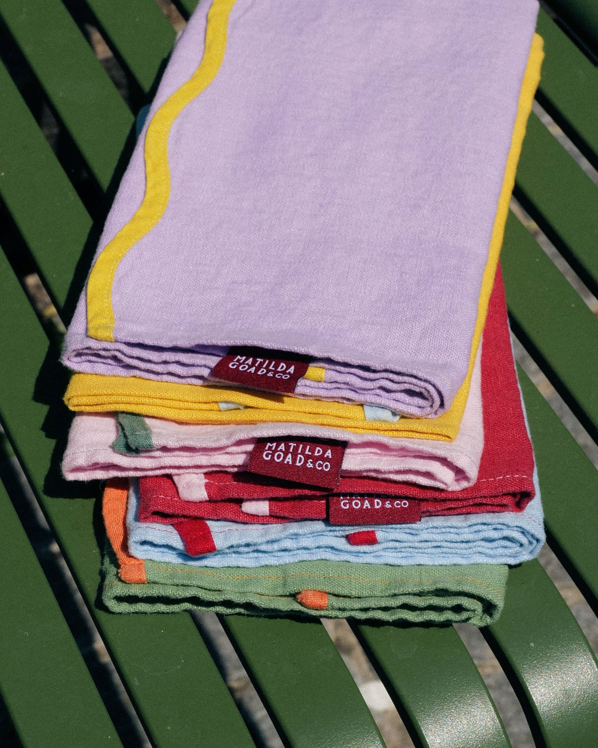 Scallop Linen Napkins, Set Of 6, Mixed