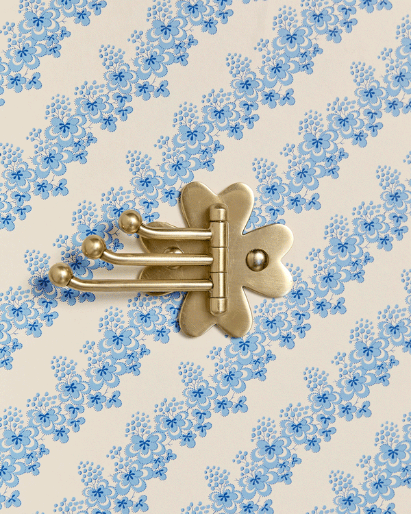 Clover Swing Arm Hook, Brass