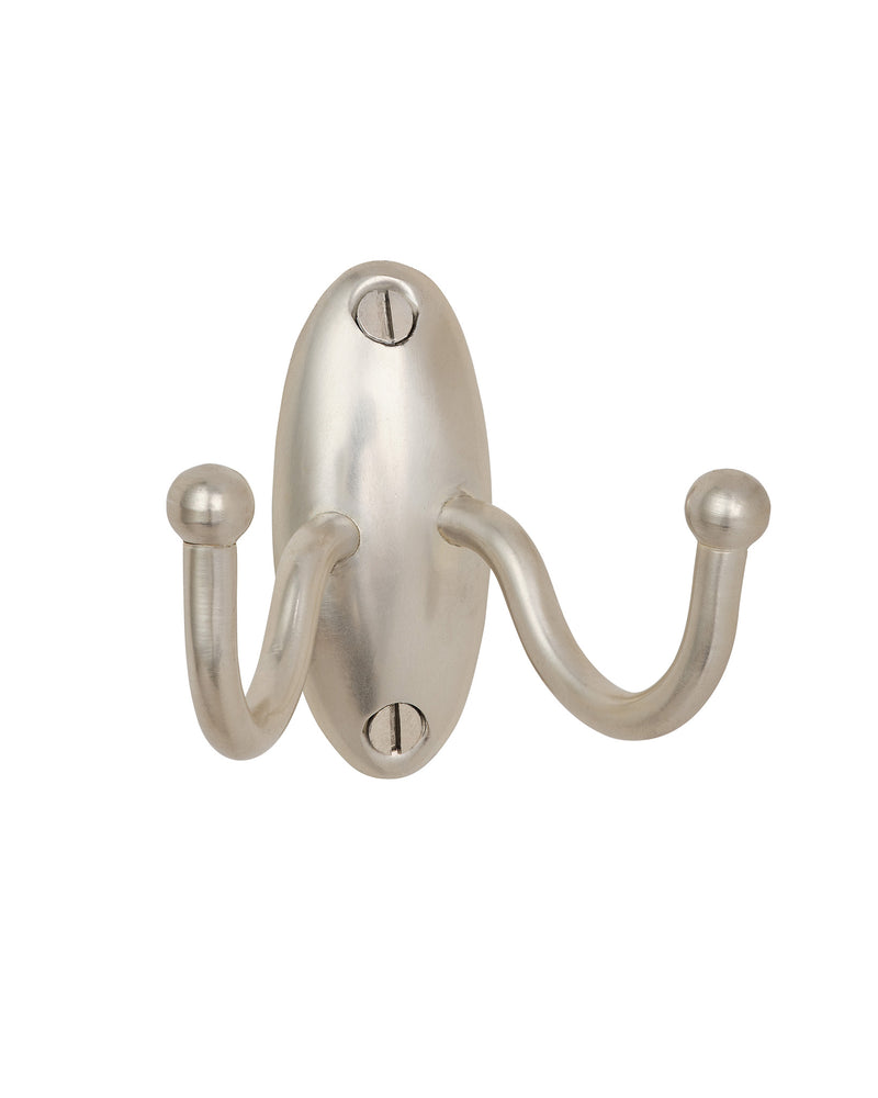 Tay Double Hook, Brushed Nickel