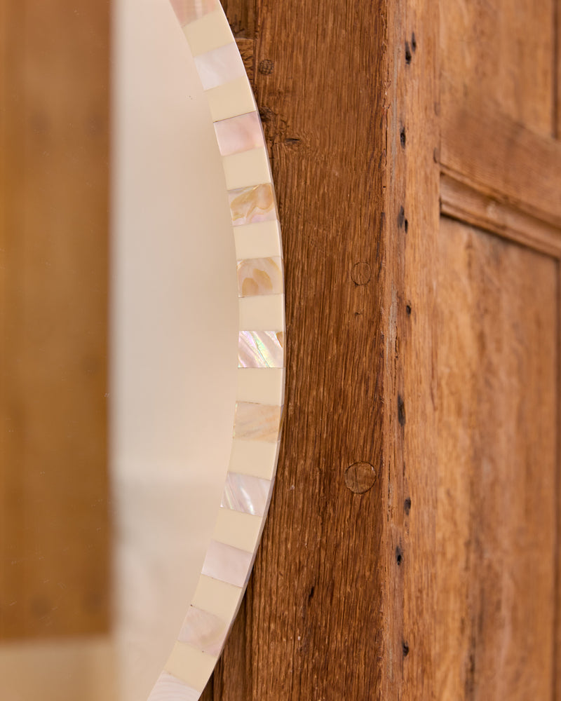 Pearl Oval Mirror, Milk