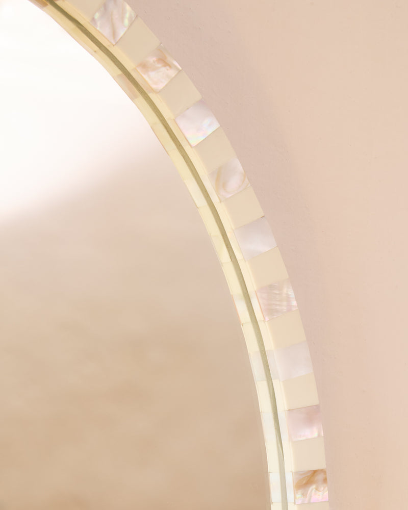 Pearl Oval Mirror, Milk