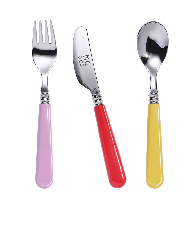 3 Piece Kids Cutlery Set, Reds