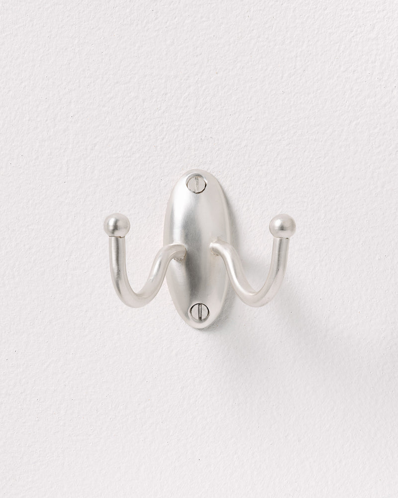 Tay Double Hook, Brushed Nickel