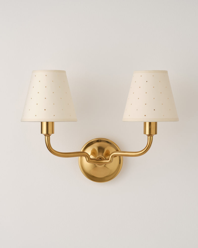 Double Wall Light, Aged Brass