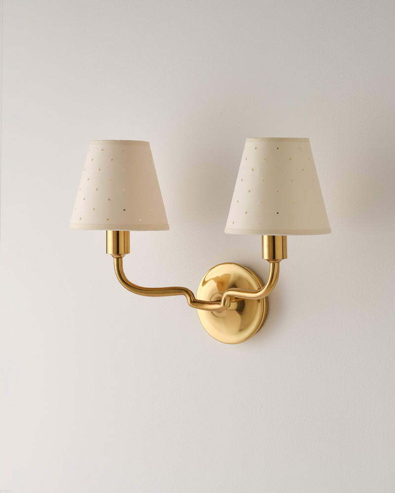 Double Wall Light, Aged Brass