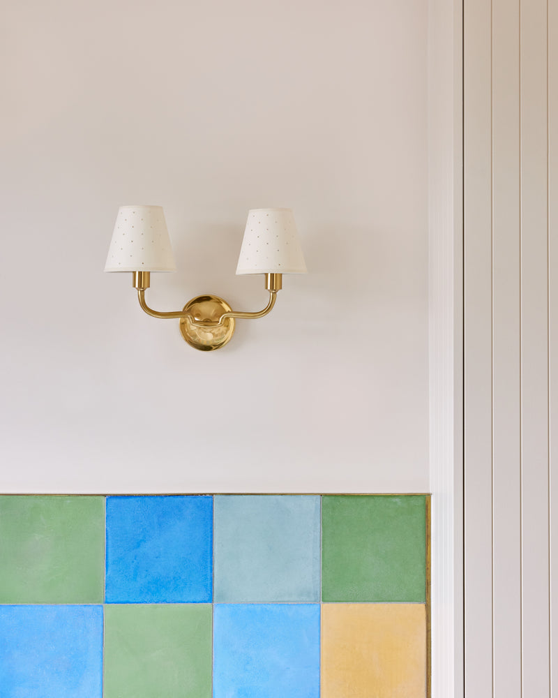 Double Wall Light, Aged Brass