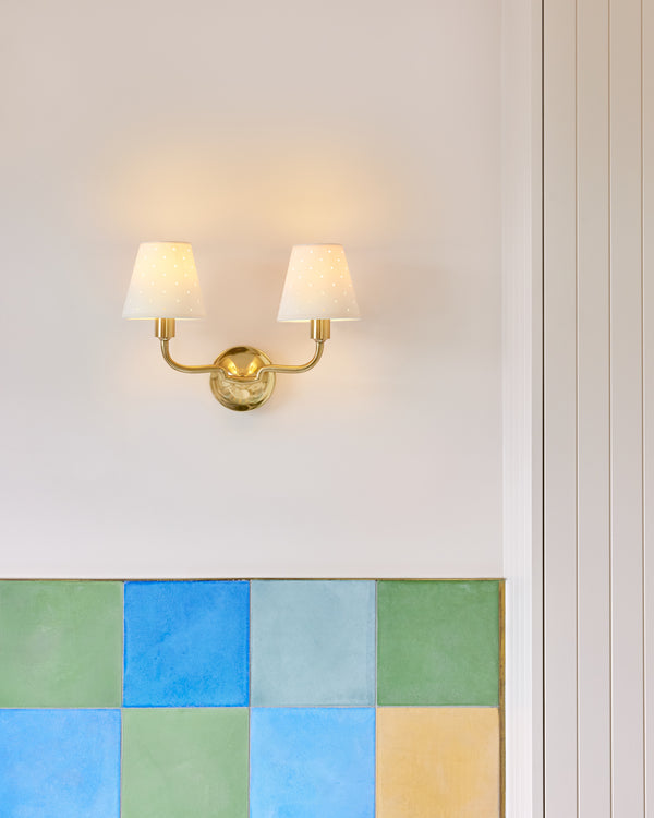 Double Wall Light, Aged Brass