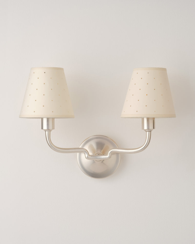 Double Wall Light, Brushed Silver