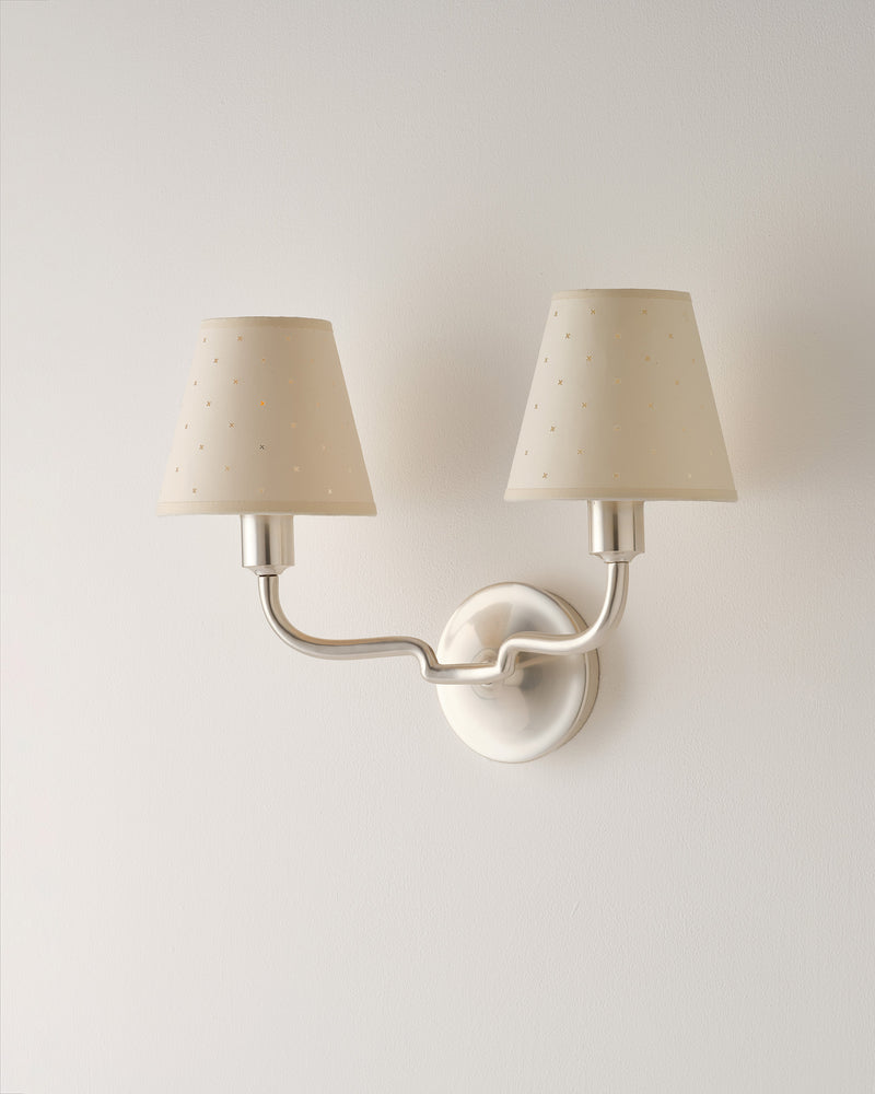 Double Wall Light, Brushed Silver
