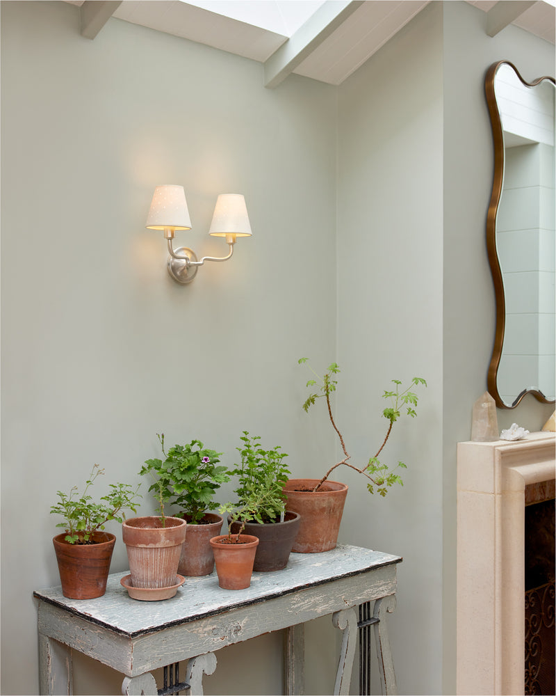 Double Wall Light, Brushed Silver