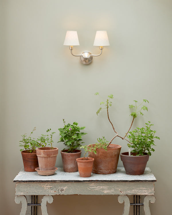 Double Wall Light, Brushed Silver