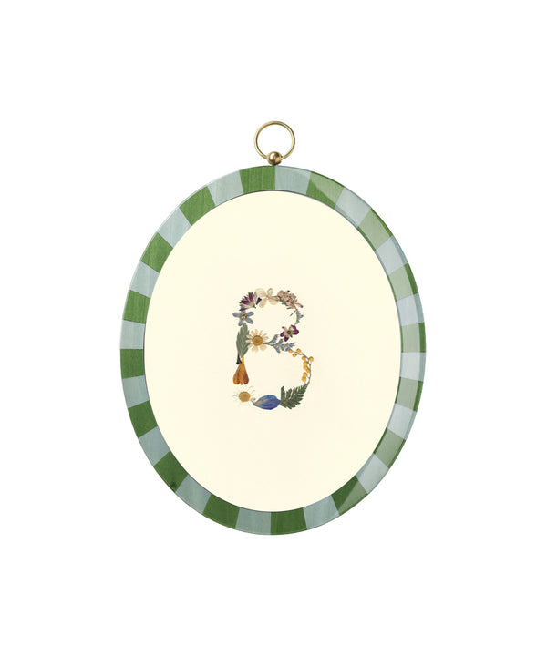 Oval Lacquered Frame, Pressed Flower Initial