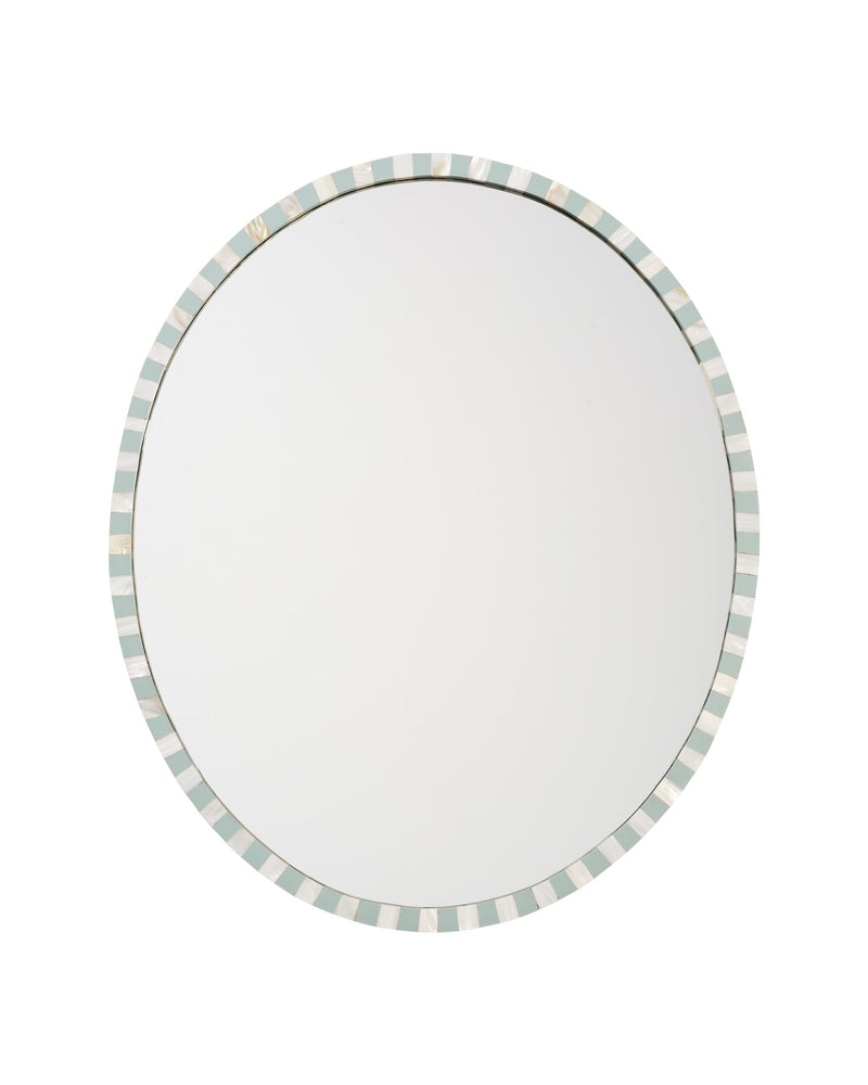 Oval Pearl Mirror, Pale Blue