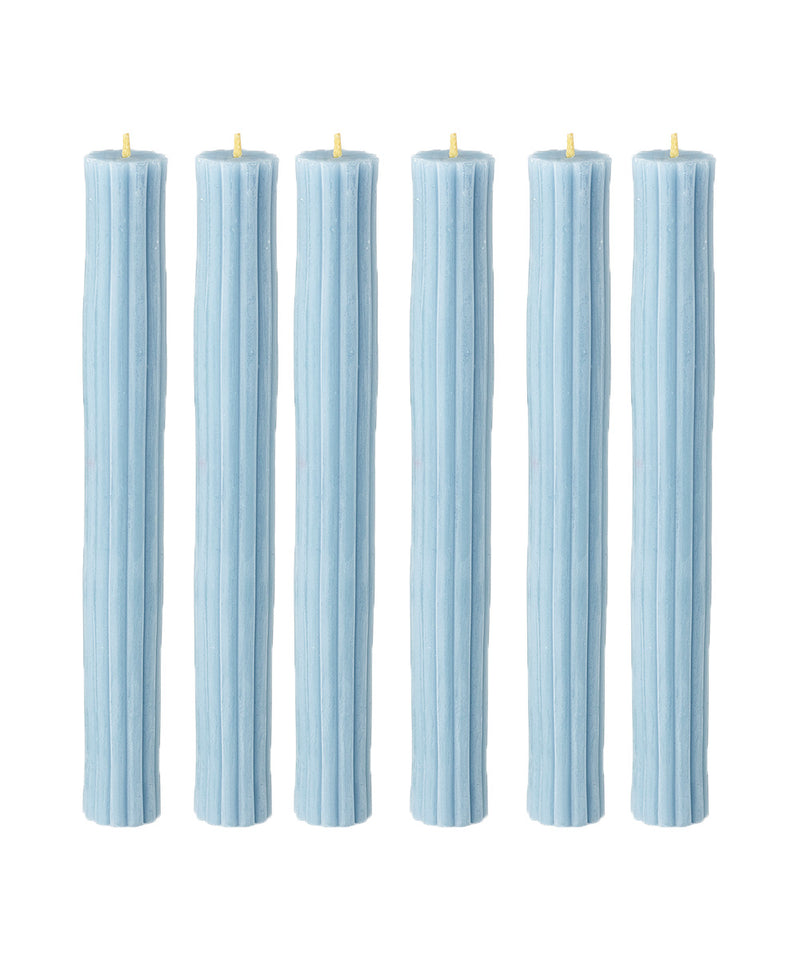 Ribbed Beeswax Candles Pack, Dusty Blue