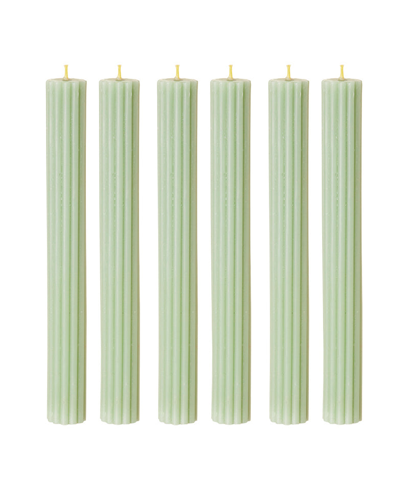 Ribbed Beeswax Candles Pack, Pistachio
