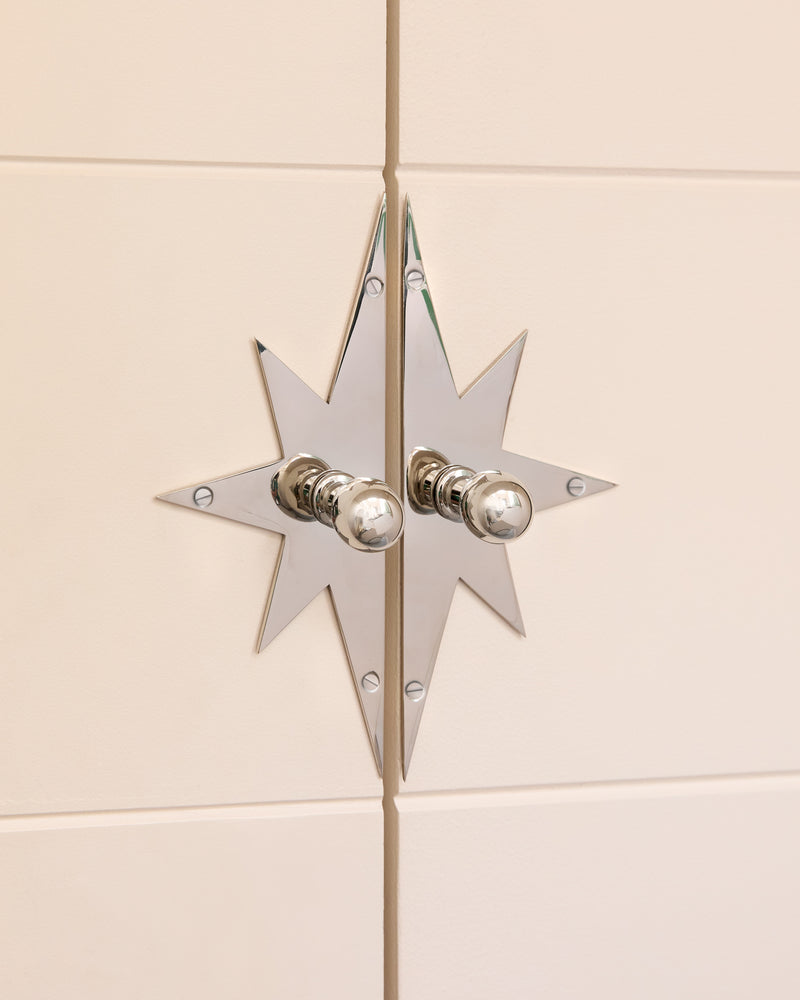 Pair of Star Backplates, Polished Nickel