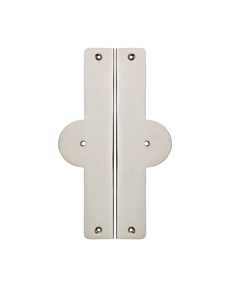 Pair of Arch Backplates, Polished Nickel