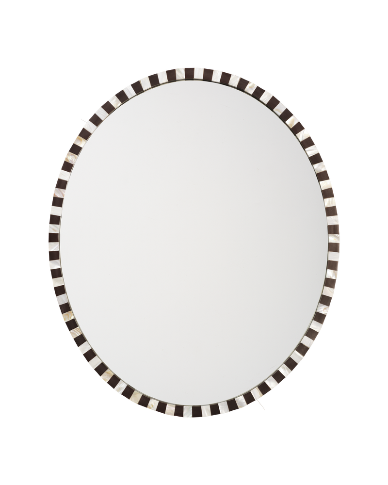 Oval Pearl Mirror, Chocolate