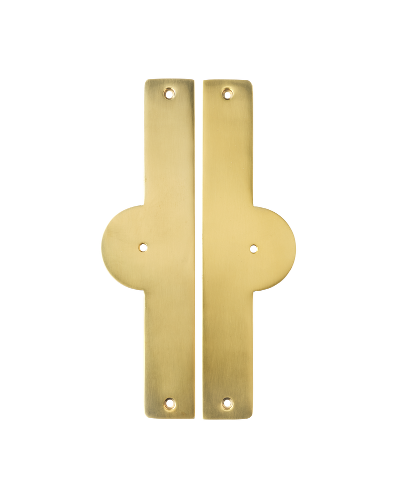 Pair of Arch Backplates, Aged Brass