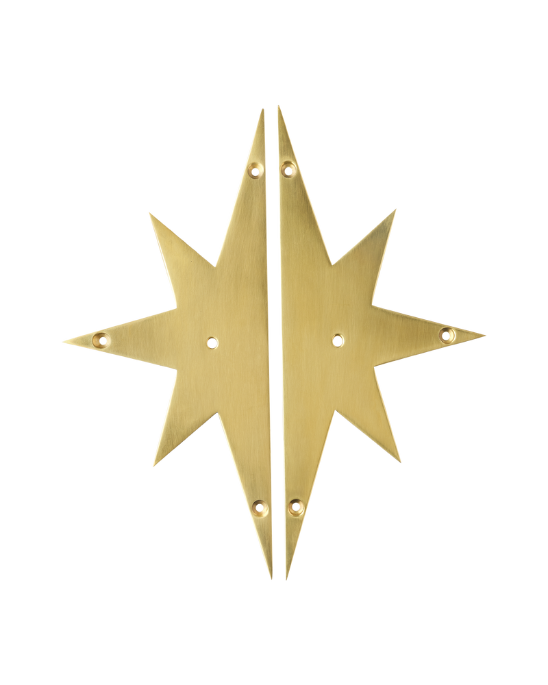 Pair of Star Backplates, Aged Brass
