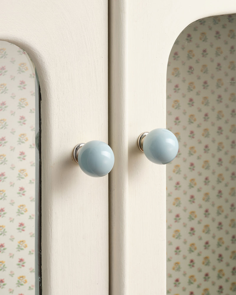 Coloured Knob, Pale Blue, Nickel