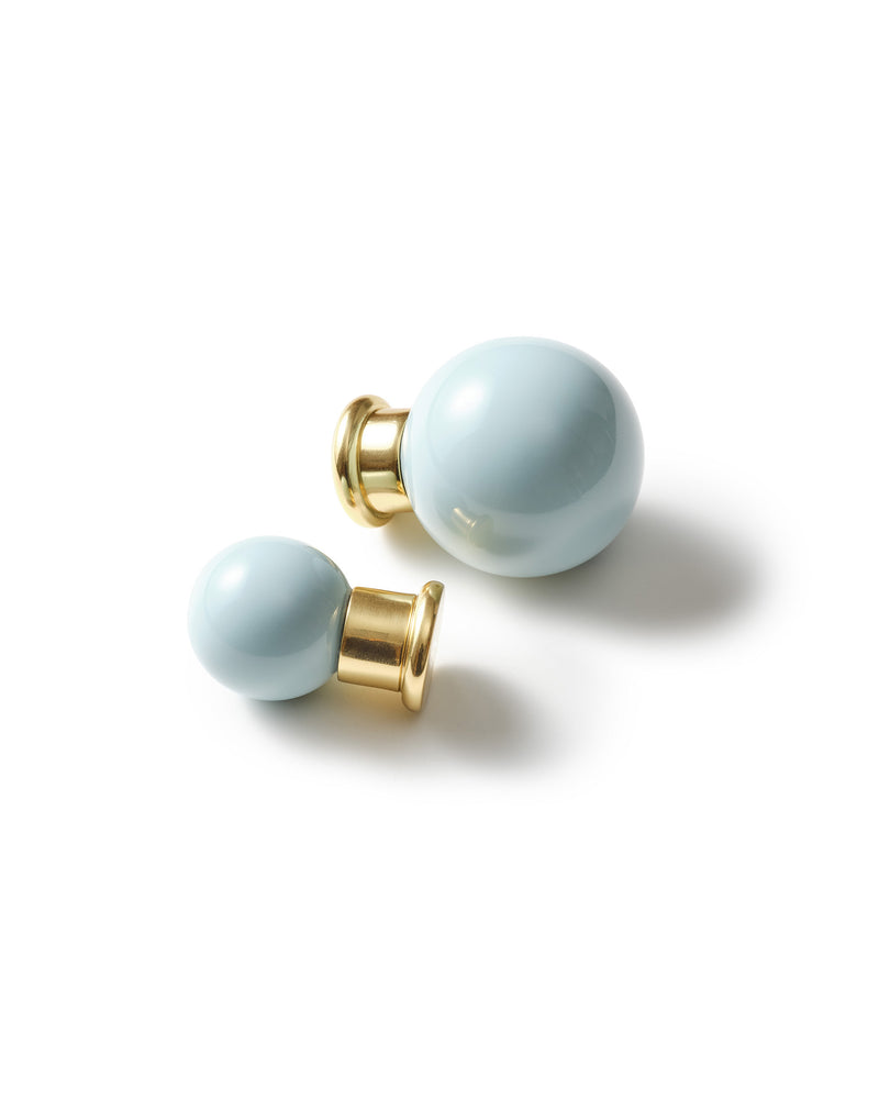 Coloured Knob, Pale Blue, Brass