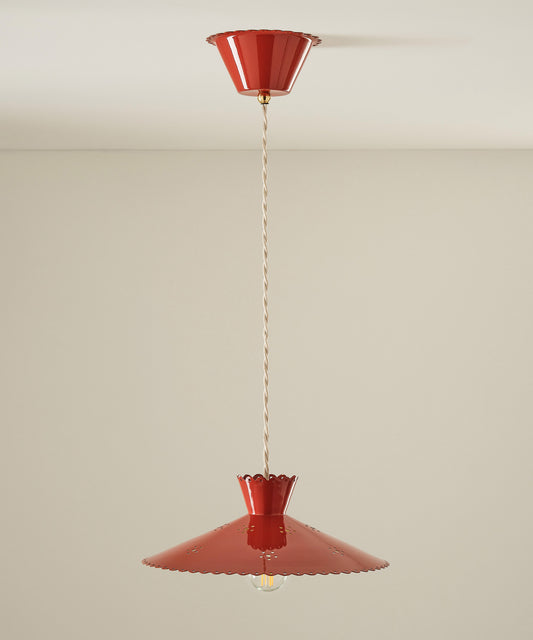 Floral Brass Shade, Red