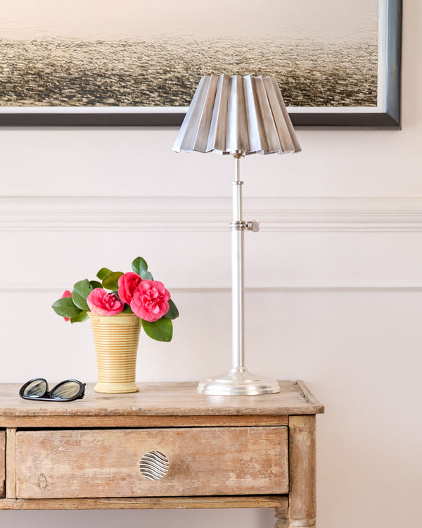 Small Pleated Lampshade, Brushed Silver