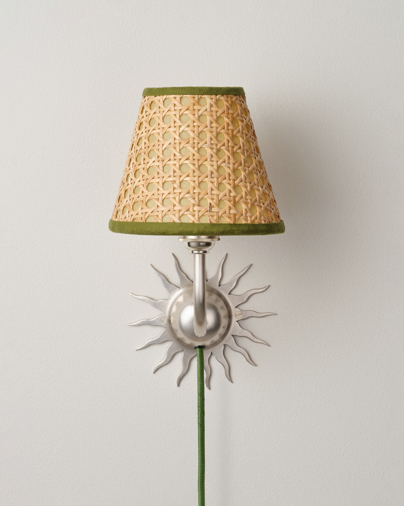 Sunburst Plug In Wall Light, Brushed Silver