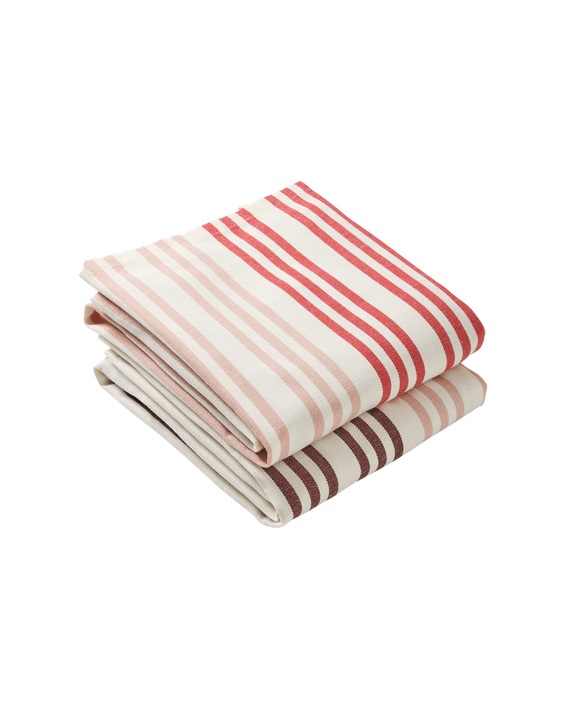 Stripe Tea Towel Set, Reds