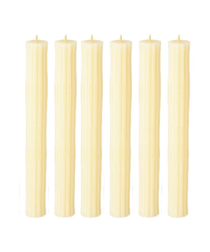 RIBBED BEESWAX CANDLES PACK, IVORY