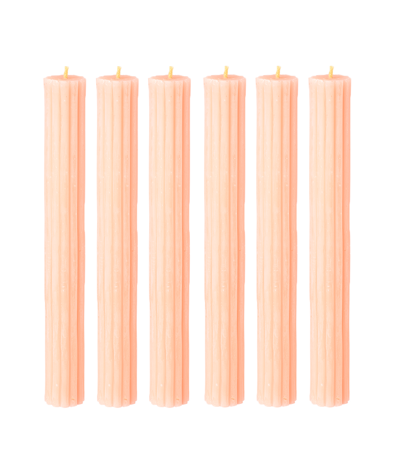Ribbed Beeswax Candles Pack, Rose