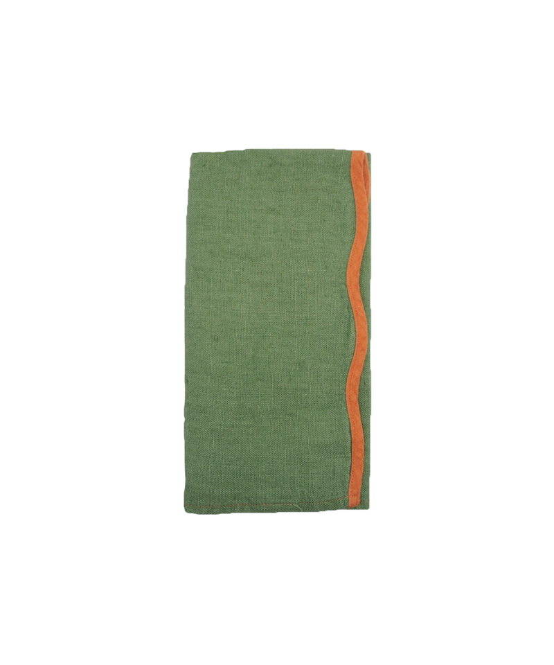 Scallop Linen Napkins, Set Of 4, Green