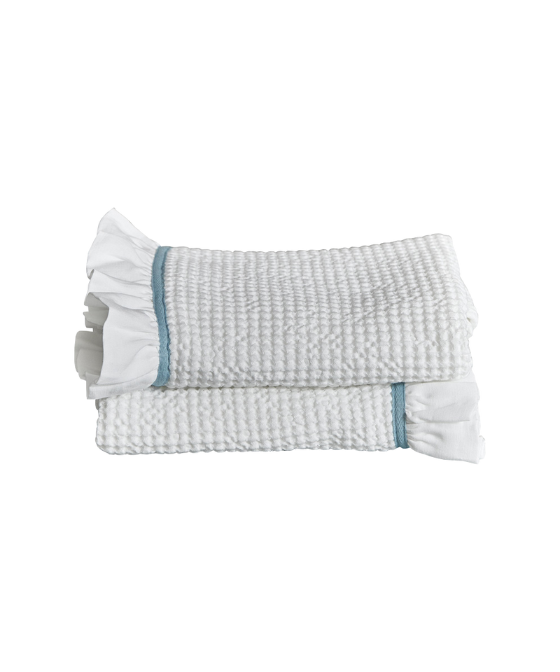 Waffle Cotton Hand Towels, Set Of 2, Sky Blue