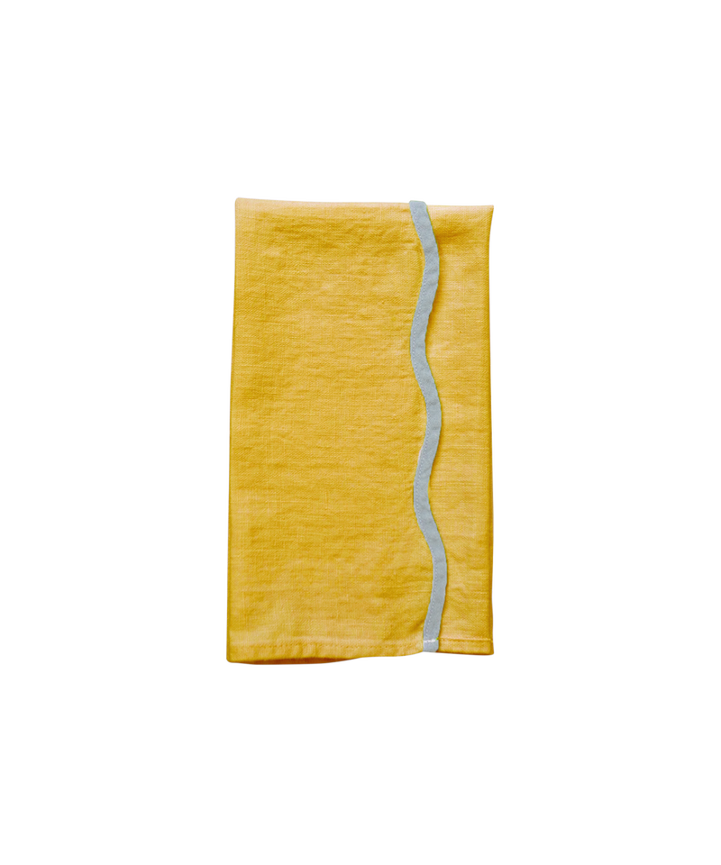 Scallop Linen Napkins, Set Of 4, Mustard