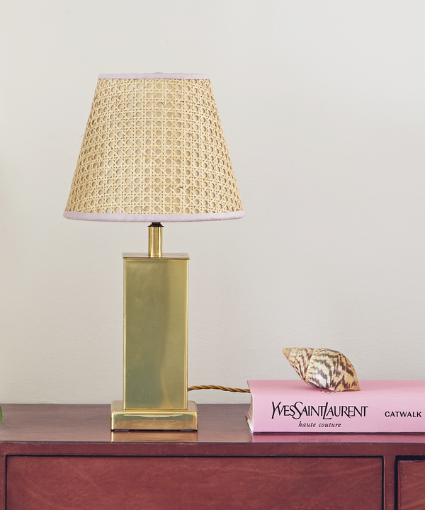 Cane Lampshade, Pink Trim, Small