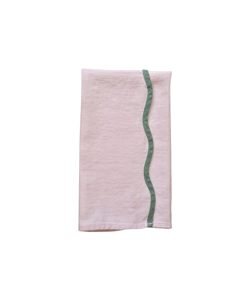 Scallop Linen Napkins, Set Of 4, Pink