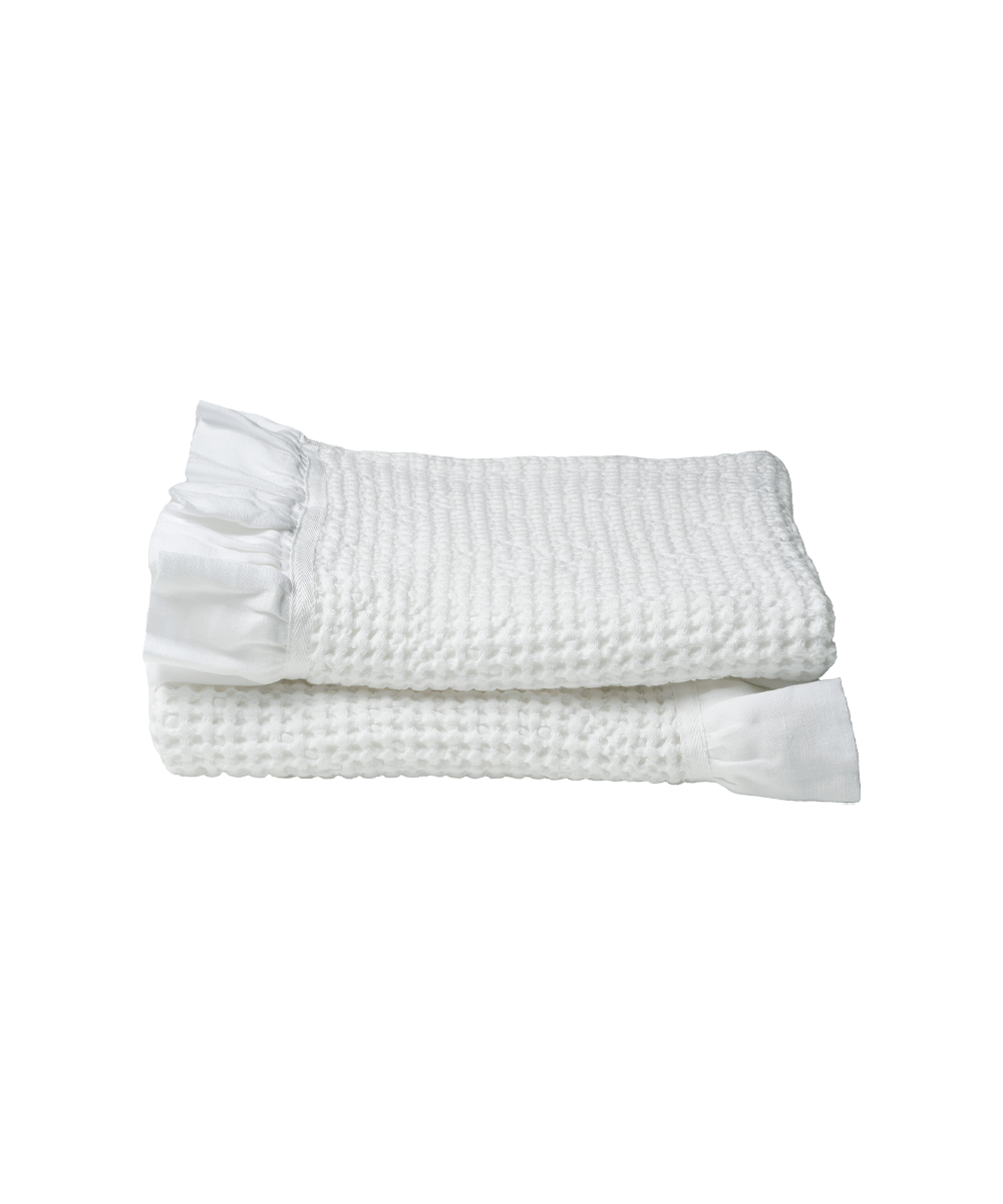 Waffle Cotton Hand Towels, Set Of 2, White